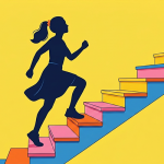 階段を上る女性